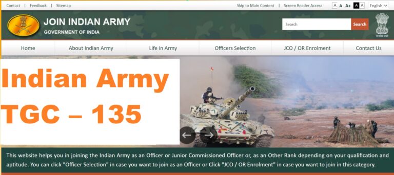 Indian army technical graduate course TGC 135 apply online form 2021