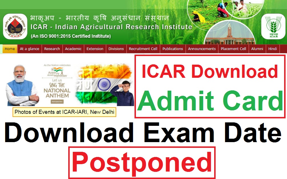ICAR Technician Exam Date 2022 – Postponed
