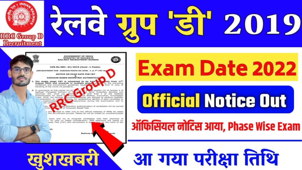 Railway RRC Group D Exam Date 2022