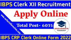 IBPS CRP Clerk Recruitment 2022 : IBPS Clerk XII Recruitment 2022