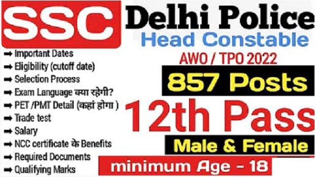 SSC Delhi Police Head Constable AWO/TPO Online Form 2022