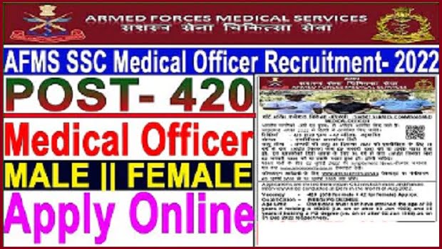AFMS SSC Medical Officer Online Form 2022