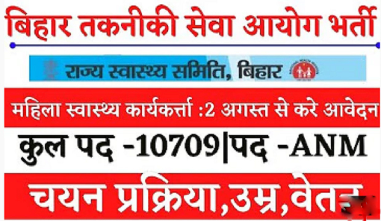 Bihar BTSC ANM Online Form 2022 : BTSC Bihar ANM 10,709 Posts Online
