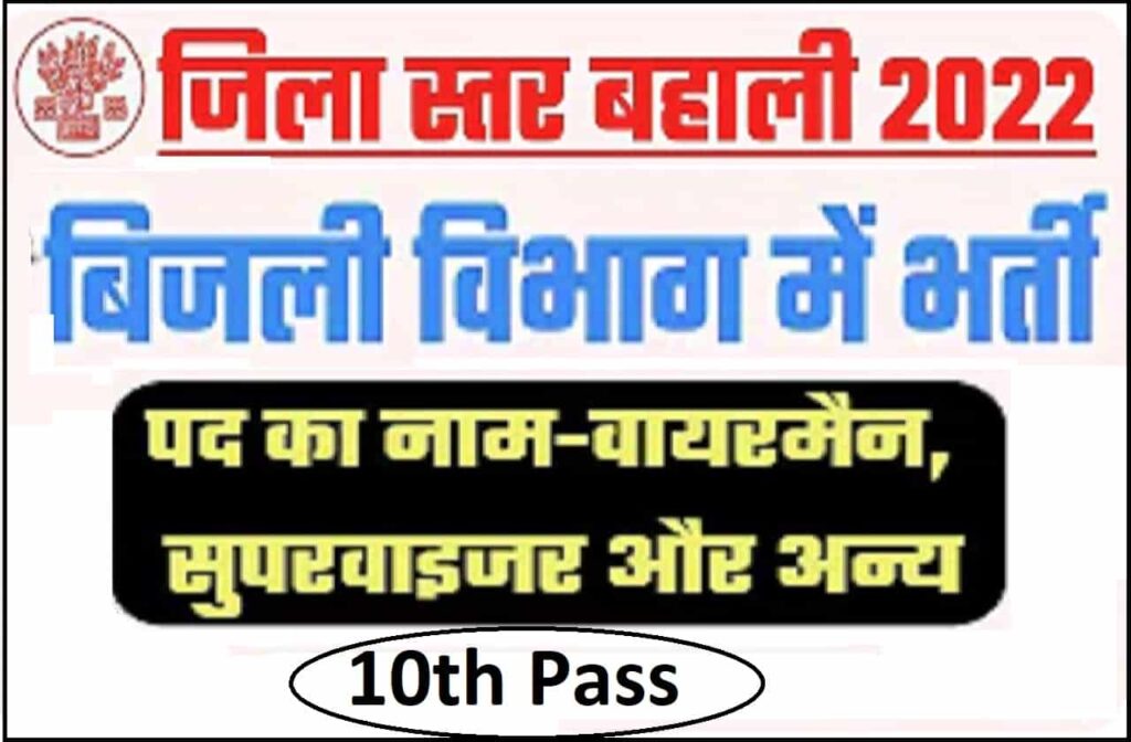 Bihar District Level Vacancy 2022 बिहार बिजली विभाग Wireman भर्ती 2022