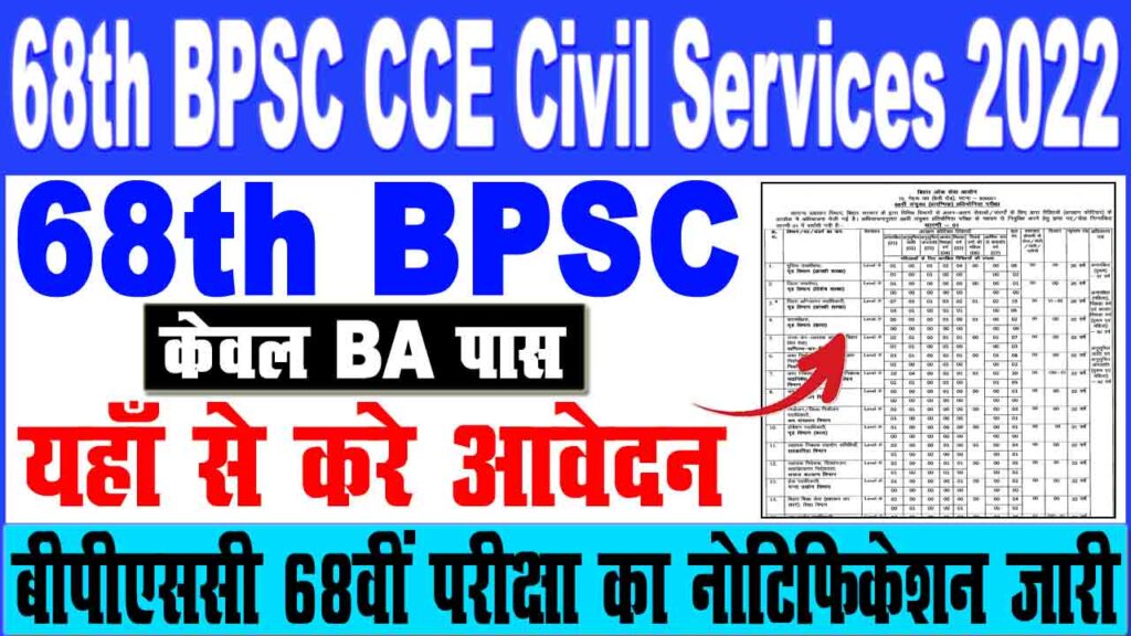 Bihar BPSC 68th Pre Exam Online Form 2022