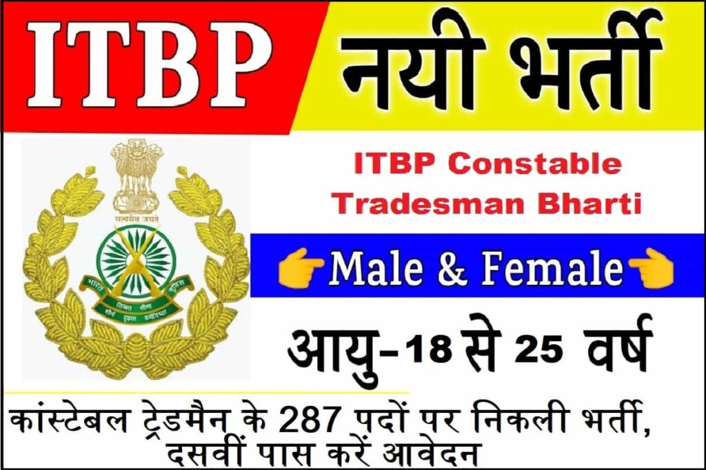 ITBP Constable Tradesman Online Form 2022