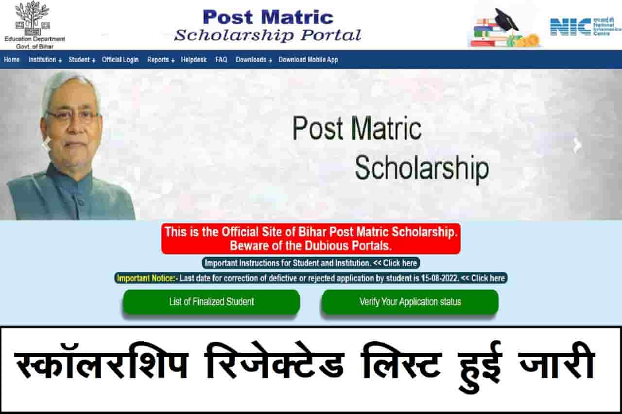 PMS scholarship institution Reject List