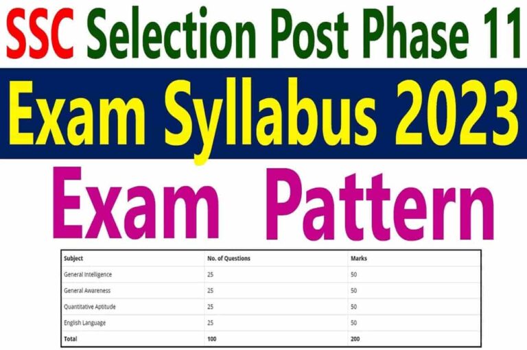 SSC Selection Post Phase 11 Syllabus 2023