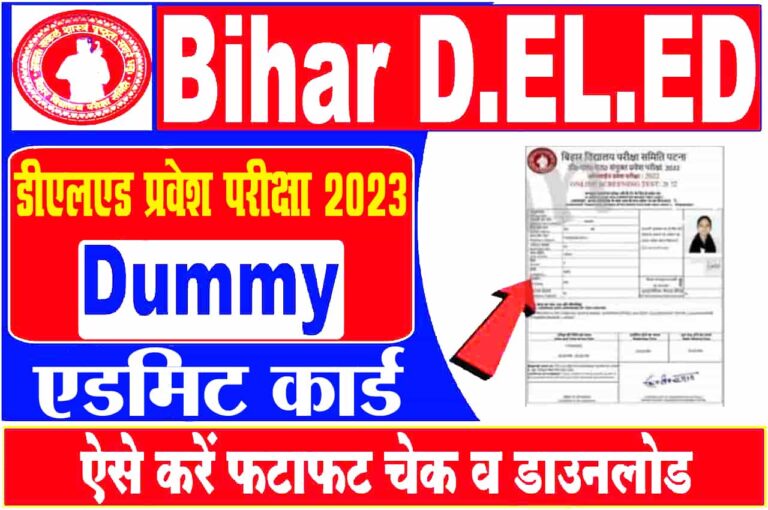 Bihar D.EL.Ed Dummy Admit Card 2023