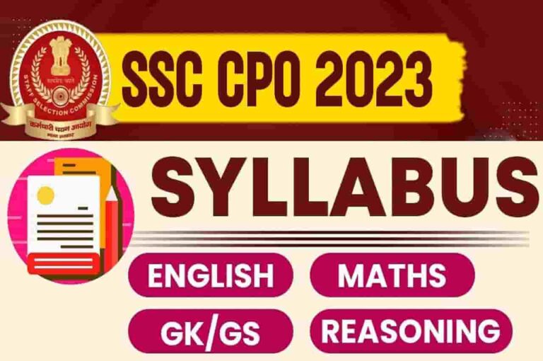 SSC CPO Syllabus 2023