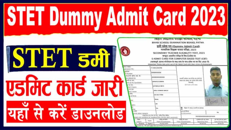 STET Dummy Admit Card 2023