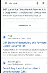 DBT Government Payment Check