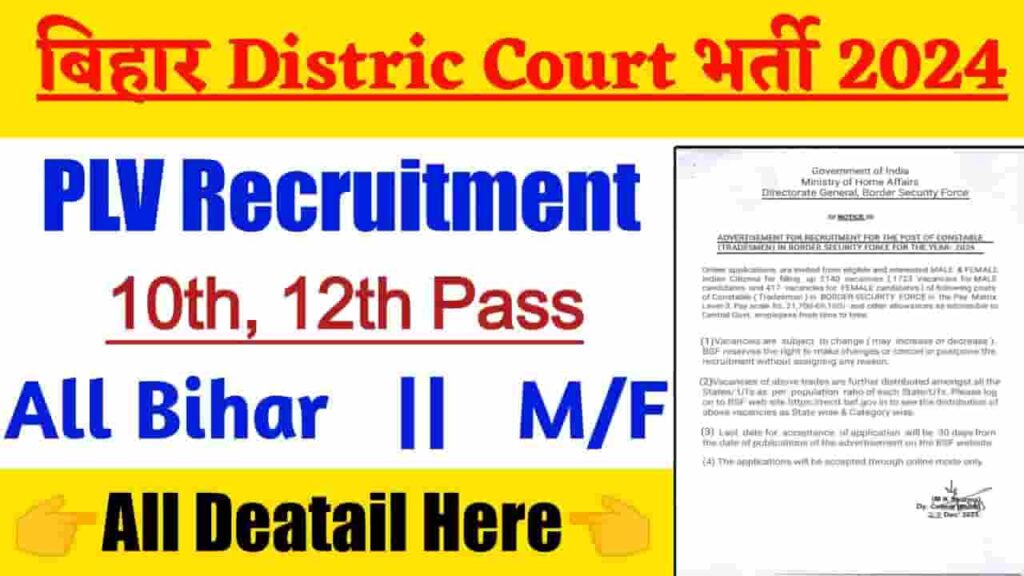 Bihar District Court PLV Bharti 2024