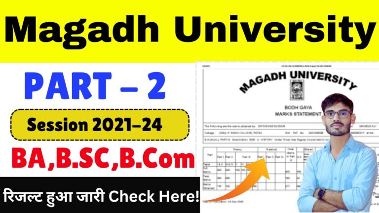 Magadh University part 2 Result 2021-24