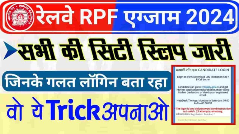 RRB ALP City Intimation Slip 2024