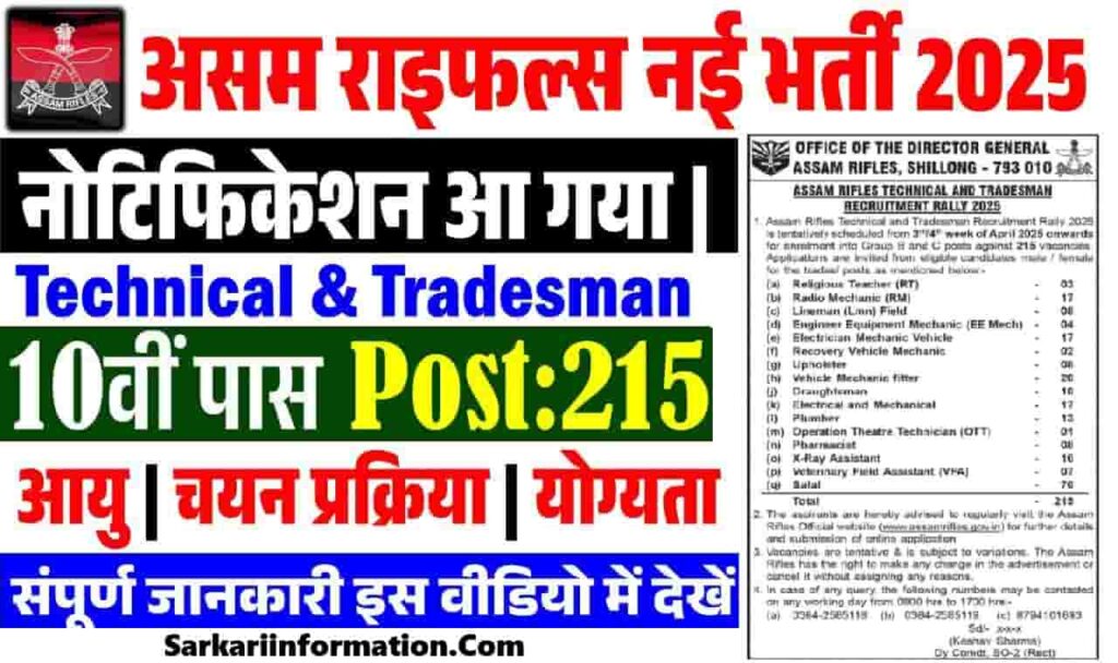 Assam Rifles Tradesman Recruitment 2025