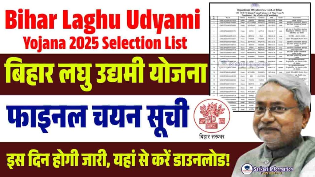 Bihar Laghu Udyami Yojana 2025 Selection List