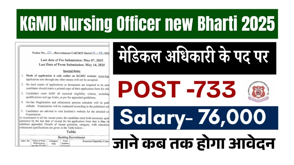 KGMU Nursing Officer Vacancy 2025