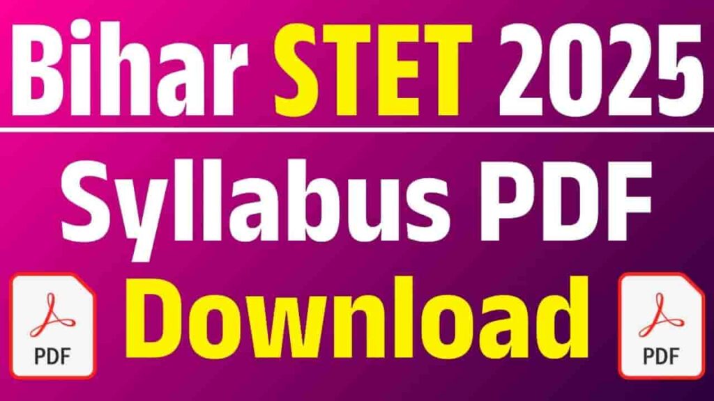 Bihar STET Syllabus PDF Download 2025