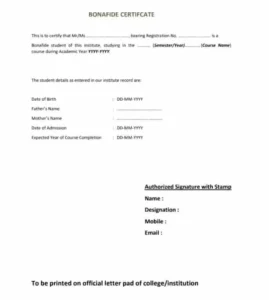 Bihar Post Matric Scholarship Bonafide Certificate 2025