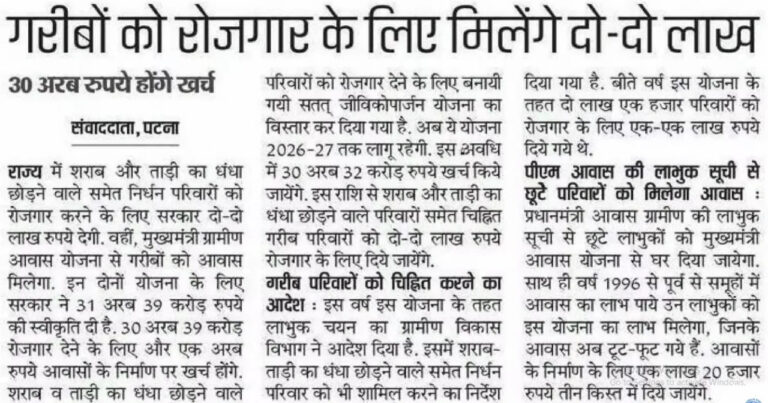 Bihar Satat Jivikoparjan Yojana 2025