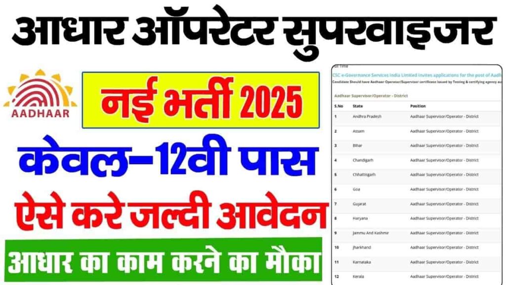 Aadhar Operator Vacancy 2025