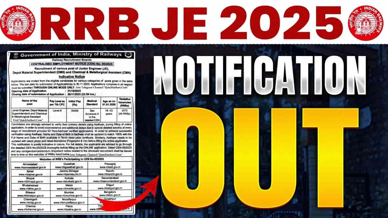 RRB JE Recruitment 2025