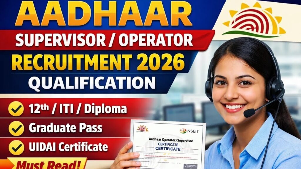 CSC Aadhaar Operator & Supervisor Vacancy 2026