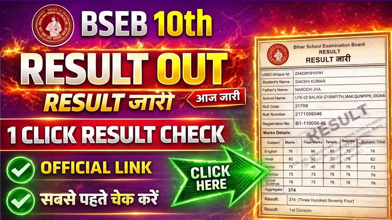 Bihar Board 10th Result 2026 Downlaod Link