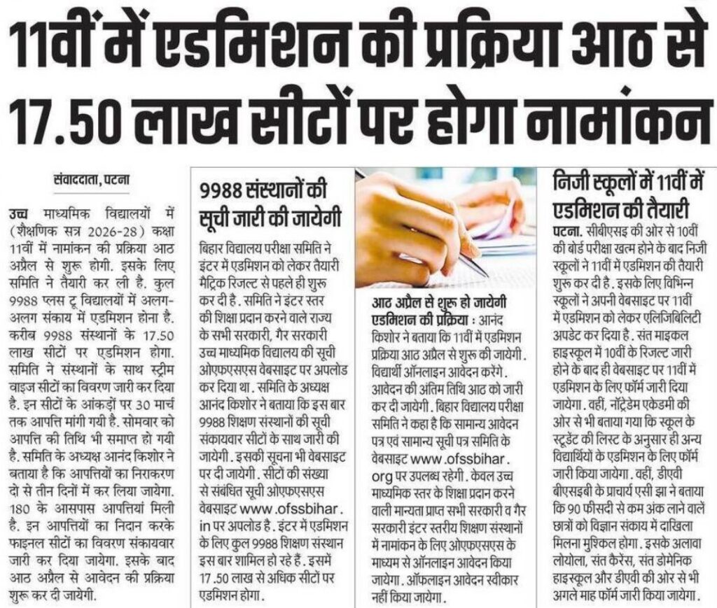 Bihar Inter Admission 2026 Apply Online