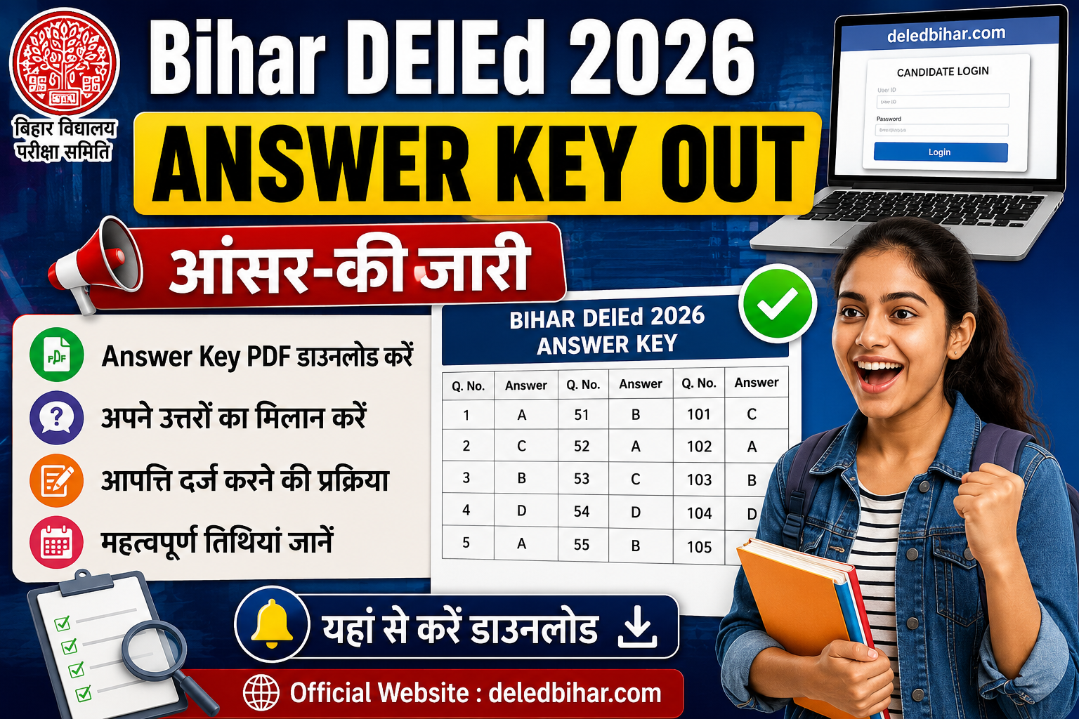 Bihar D.El.Ed Answer Key 2026