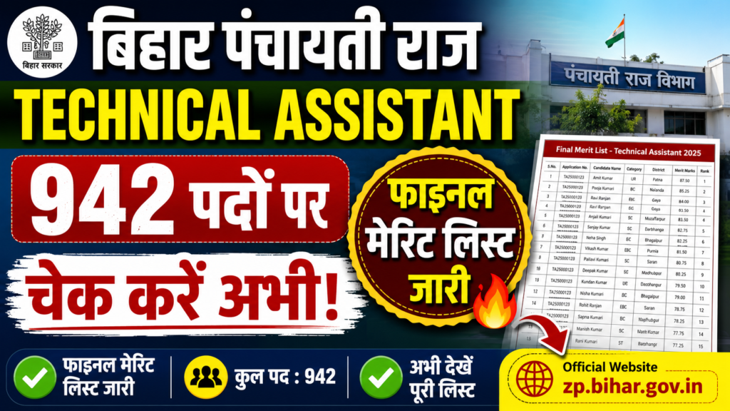 Bihar Panchayati Raj Technical Assistant Final Merit List 2025