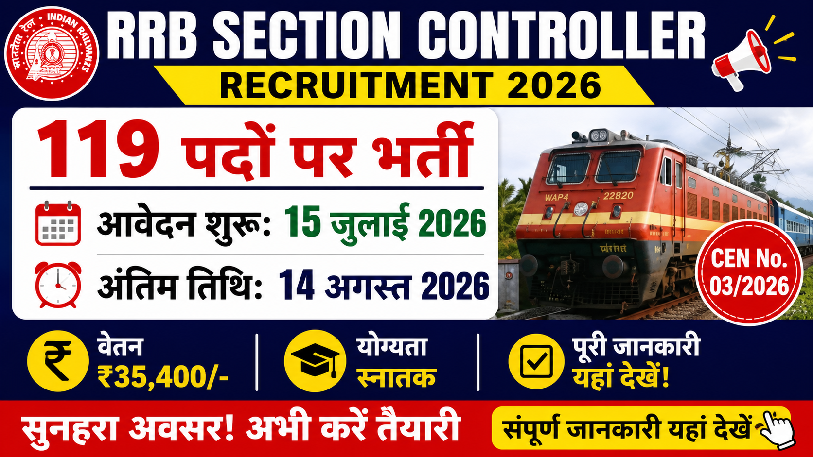 RRB Section Controller Recruitment 2026