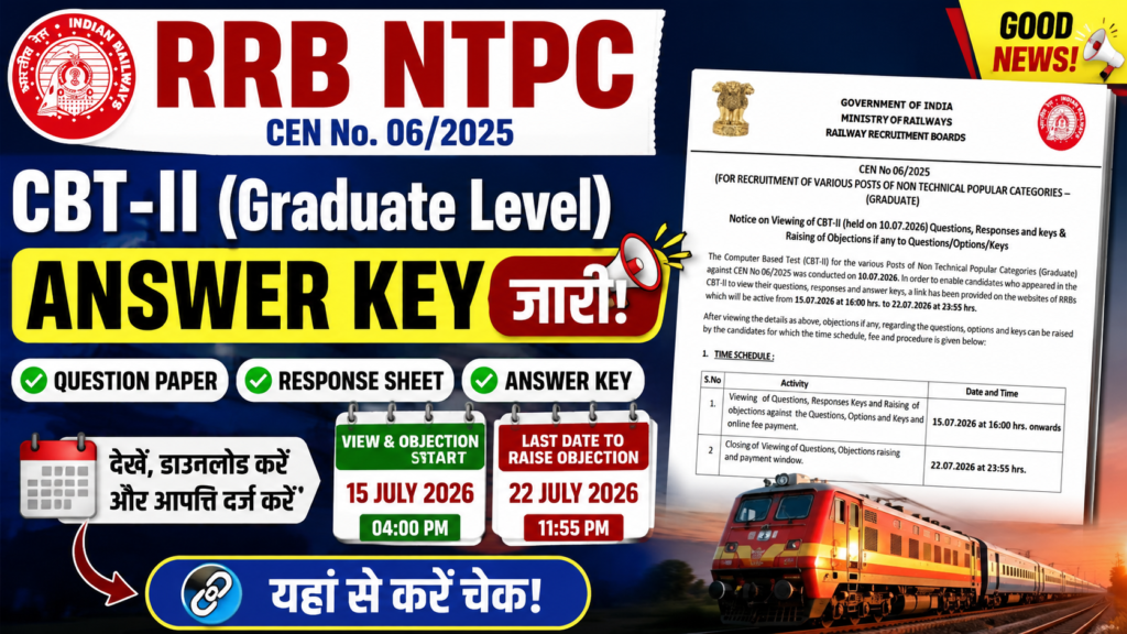 RRB NTPC CBT-II Graduate Level Answer Key 2026