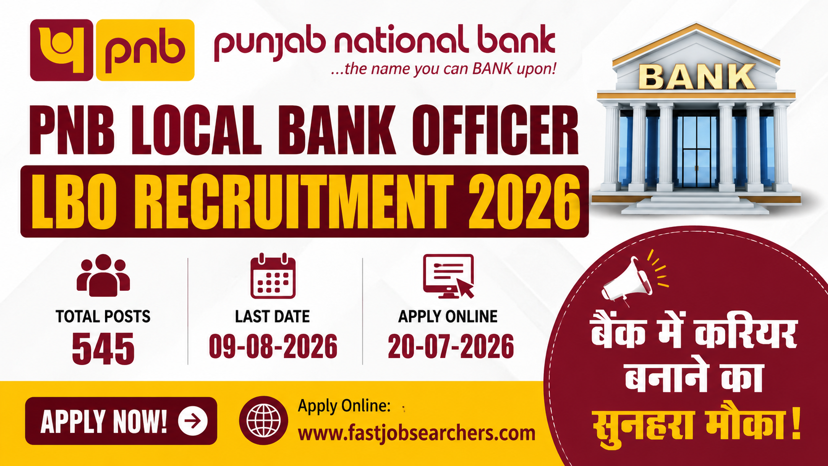 PNB Local Bank Officer LBO Recruitment 2026