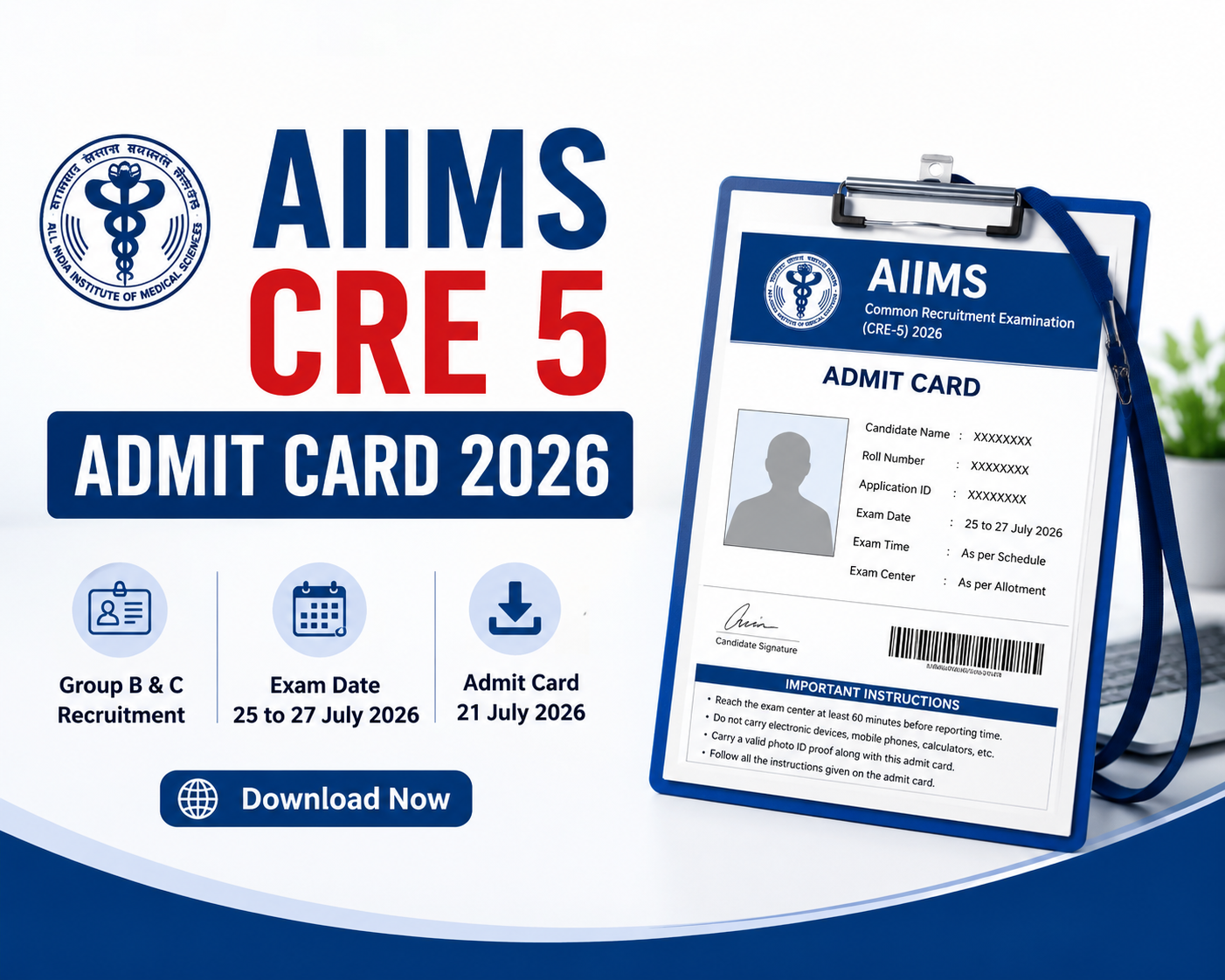 AIIMS CRE 5 Admit Card 2026