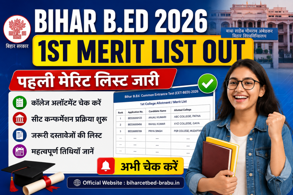 Bihar B.Ed 1st Merit List 2026 Out