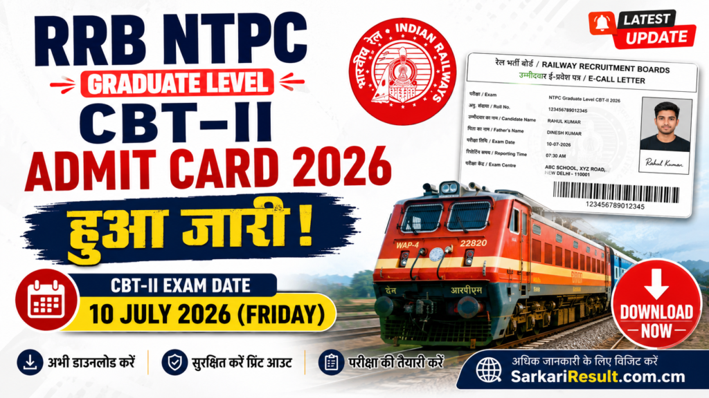 RRB NTPC Graduate Level CBT-II Admit Card 2026