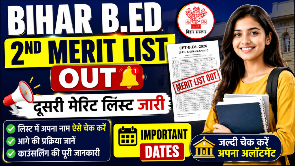Bihar B.Ed 2nd Merit List 2026