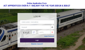 NFR Apprentice Recruitment 2026 Login Page