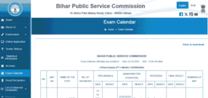 BPSC Exam Calendar 2026