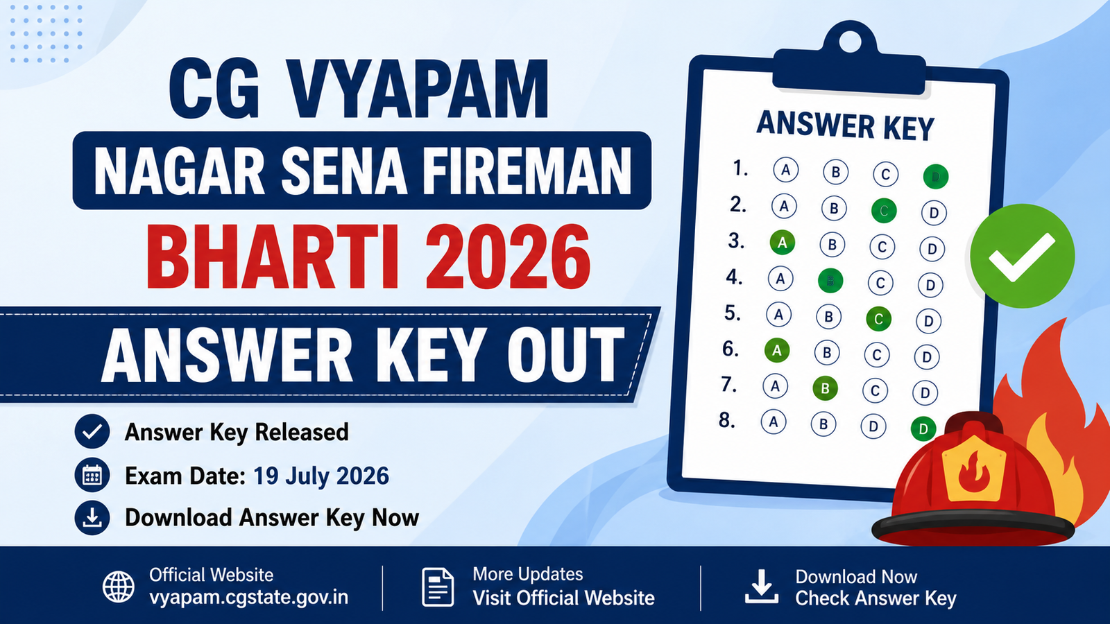 CG Vyapam Nagar Sena Fireman Bharti Answer Key 2026
