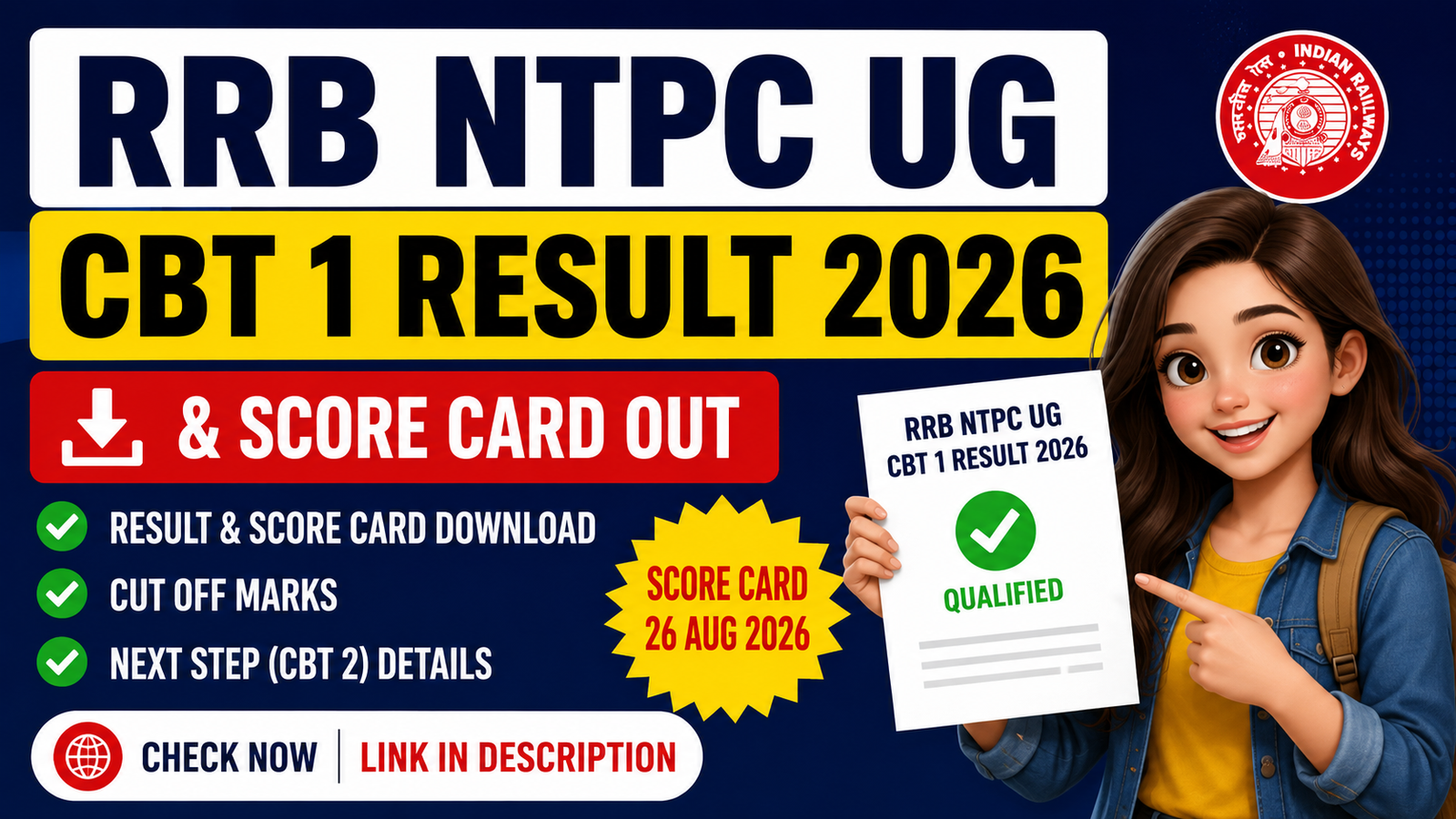 RRB NTPC UG CBT 1 Result & Score Card 2026 Out